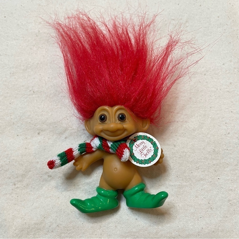 Vintage 1990s Russ‎ Merry Little Trolls Christmas Elf Red Hair Novelty Figure